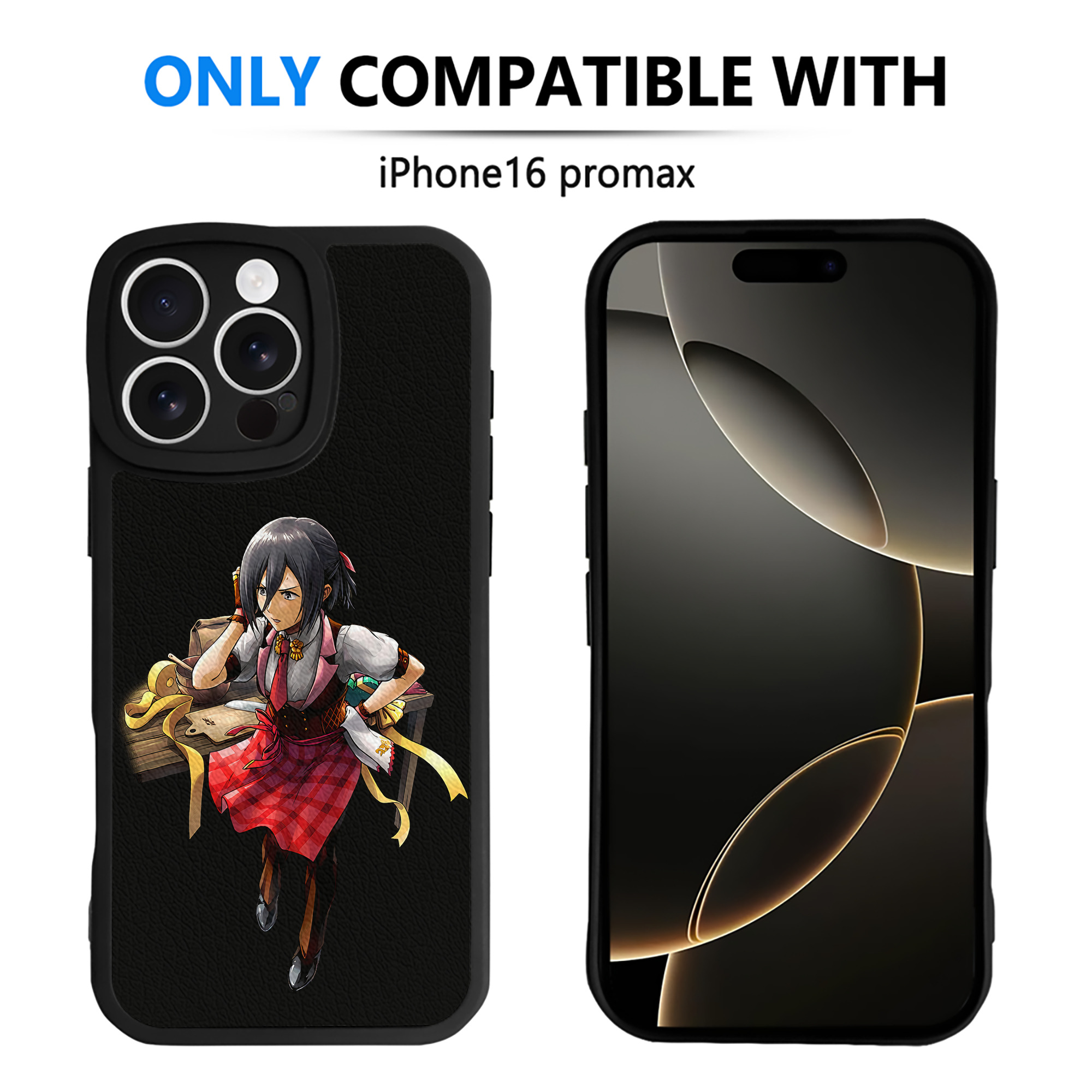 （画像用） 進撃の巨人 ミカサ·アッカーマン Attack on Titan Mikasa Ackerman 【iPhone 16シリーズ対応】シリコンスマホケース（レザー調） 材質：シリコン
